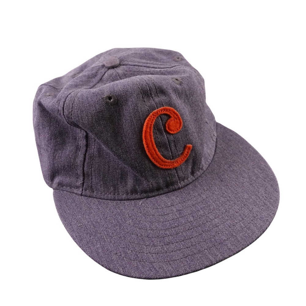 Ebbets Field Flannels Mens Grey Wool Baseball Hat Orange C USA Made